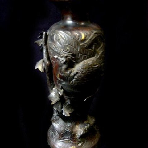 銅製鳳凰花瓶