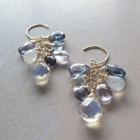 *14kgf *Winter Gem Drop Earrings  冬の天然石ブーケ