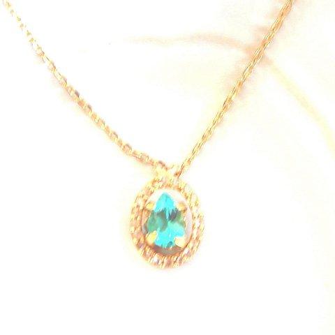 k18 + k18gp - blue - Paraiba Tourmaline ＆ Diamond Necklace