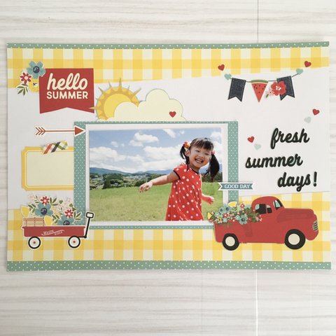 スクラップブッキング  A4サイズ  完成品　fresh summer days！