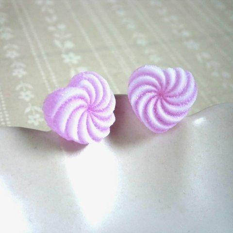 砂糖菓子みたいなピアス/イヤリング☆ハート×ぶどう色