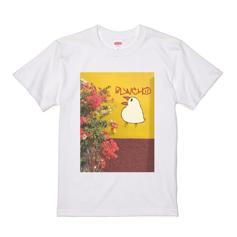 文鳥Tシャツ  「 ブーゲンビリアと文鳥グラフィティー」【受注生産】