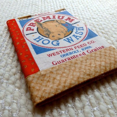 ピッグフィードノートブックカバーとレトロロマンチックノートブック、Pig feed notebook, fabric covered retro notebook, funny