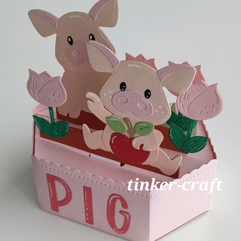 多目的BOXカード[1点物]🐷チューリップ🌷