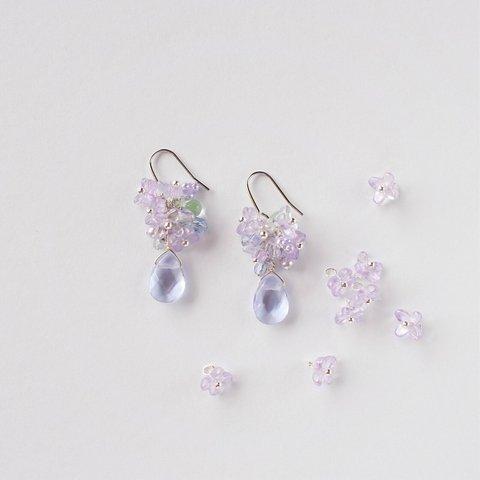 紫陽花ピアス・イヤリング　淡むらさき　