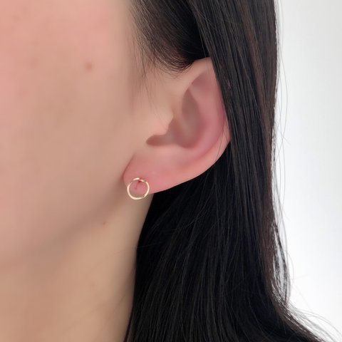 new!!【14kgf】サークルキャッチレス/個性あるスタッドピアス