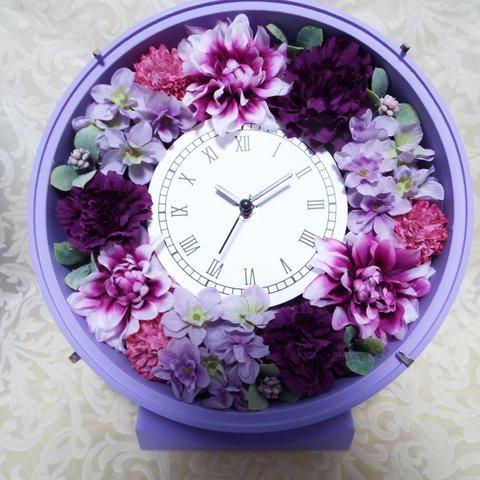 受注作成　色変更ＯＫ アーティシャルフラワー　花時計 　紫　パープル　古希　喜寿　プロポーズ・ウェディング・還暦祝い・誕生日♡