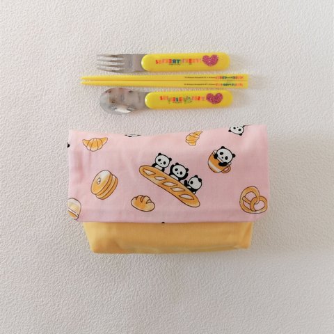 パンパンダ☆カトラリーポケット付きお弁当袋（横入れ封筒型）