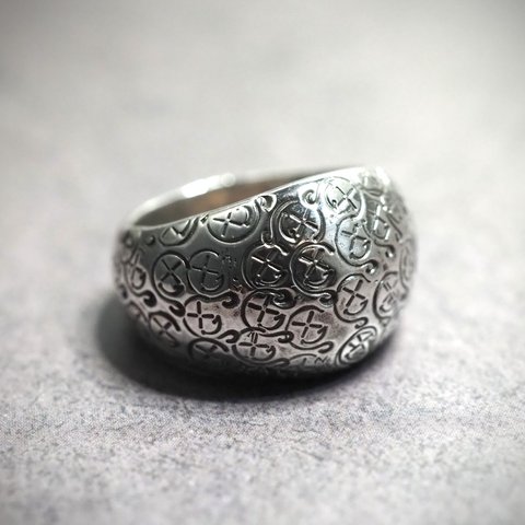 辛い時こそ笑え☻︎キャラ、当店ロゴマーク【Full stamp ring】