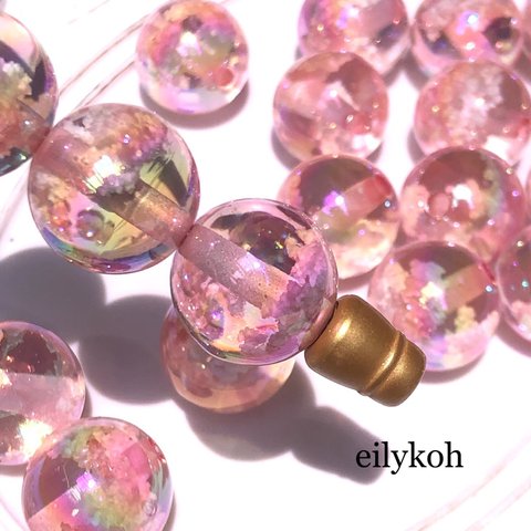 【再再販】4個/ピンク　カスタムボールペン対応 16mm もくもく雲のビーズ　BE28