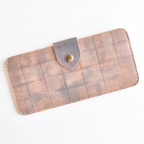 【SALE】革の手染め財布 「チョコレート  No.14（スリムな長財布）」（レディース/メンズ）