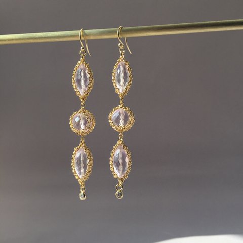 "The simplest" series - pink amethyst (ピンクアメシスト) earrings 