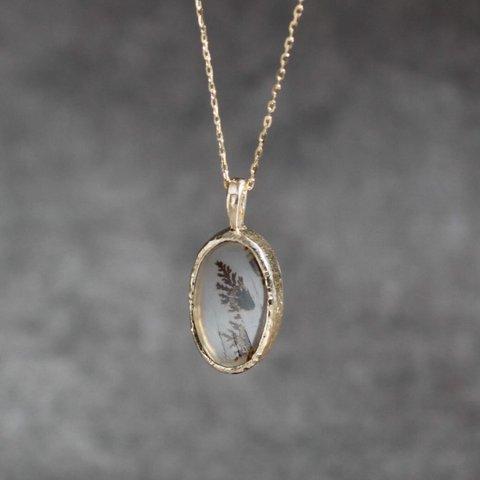 agate necklace　K10／デンドリティックアゲート　オーバル