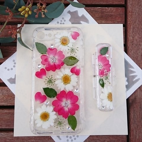 押し花スマホケース＆ハンコケース1