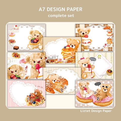 #2 テディベアスイーツ / A7 Designpaper Memo / 8種類 240枚set