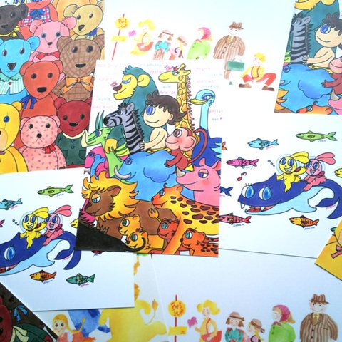 手描きオリジナルイラスト☆ポストカード５枚組