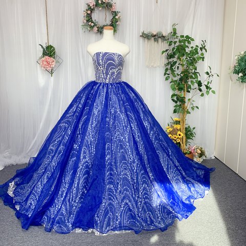 カラードレス　ウェディングドレス　オーガンジー　キラキラ　リボン　二次会　前撮り　結婚式　オーダーメイド　ドレス