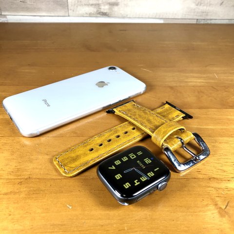 ※受注製作 【apple Watch】 アップルウォッチレザーバンド ルガトショルダー イエロー