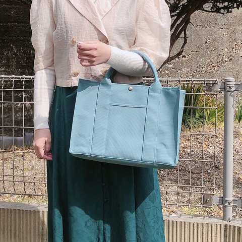 【M】選べるカラーpaper bag style Mサイズトート　内ポケット、ドリンクホルダー、フタ付き8号帆布トート　No.14