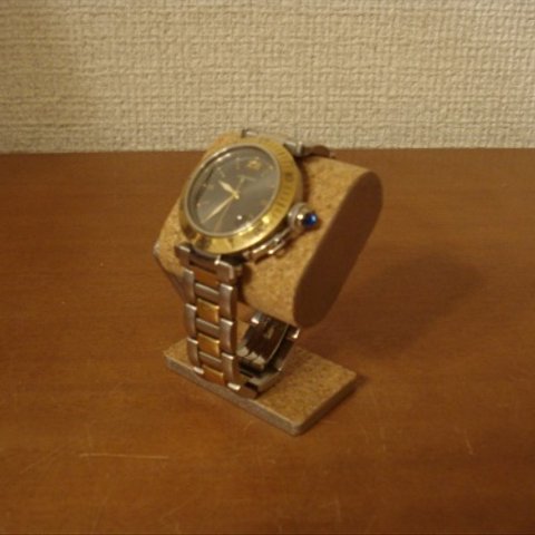 誕生日プレゼント　コンパクトだ円腕時計スタンド　ベルトコルク台座接触バージョン 