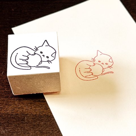 毛糸とじゃれるねこ はんこ