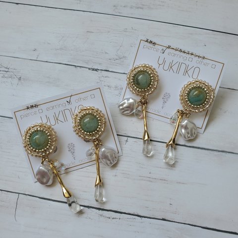 Baroque×天然石∞刺繍∞earring