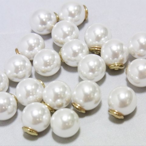 20個入り	パール　キャッチ　ゴールド　8mm　部材　パーツ　ピアス	ホワイト