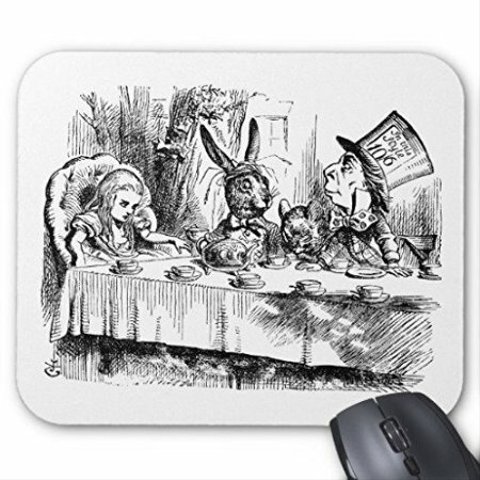 不思議の国のアリス 『 狂ったお茶会 』のマウスパッド：フォトパッド（アリスシリーズ） (モノクロ)