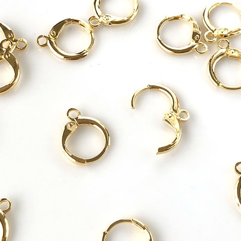 サージカルステンレス製 カン付 フレンチフック ピアス 金具（ゴールド×8コ）4ペア