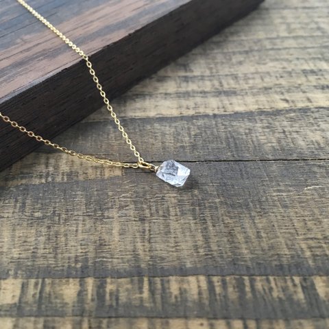 【14KGF】一粒ハーキマーダイヤモンドのネックレス