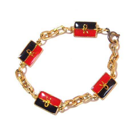 80s Vintage 「Roberta di Camerino」 Logo Black & Red Enamel Bracelet 