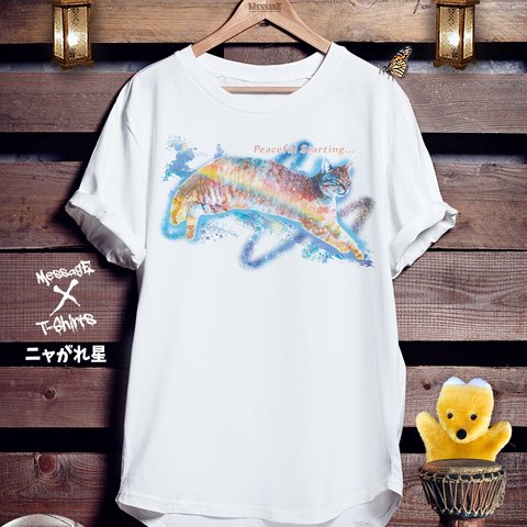 にゃんこアートTシャツ「ニャがれ星」