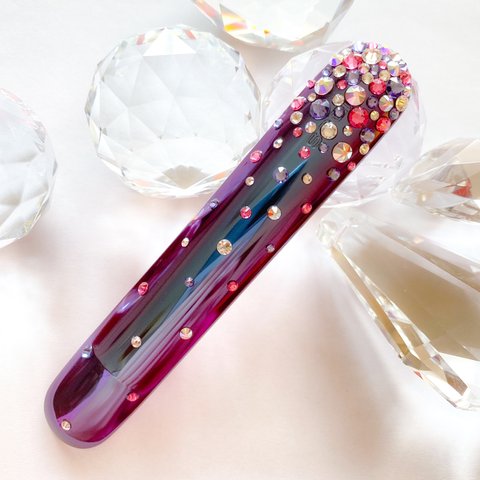 アイコスイルマ ドアカバー スワロフスキーデコ ネオンパープル ピンクパープル swarovski IQOS ハンドメイド