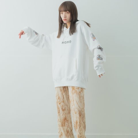 オドロオドロ【般若　type-A】Tシャツ スウェット ロンT            パーカー  ビッグシルエット オーバーサイズ  ホワイト 白　　