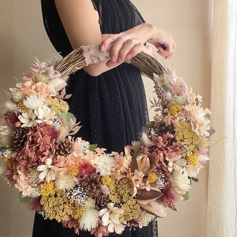 【受注制作】ウェデングリース フラワーリース　ウェディング　結婚式　花嫁　前撮り　ウェディングブーケ