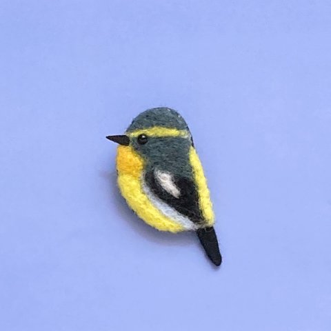 キビタキブローチ <羊毛フェルト>-narcissus flycatcher brooch