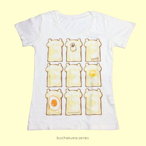 ぶちゃくま。食パンぎっしりTシャツ