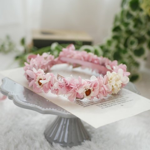 baby  flower  crown〜ミスティーピンクの紫陽花＊ベビー&キッズの花冠＊