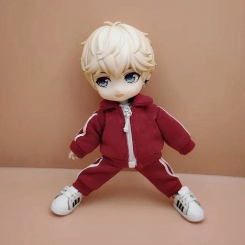 体操着　ジャージ　服　赤　ドール　オビツ11 ねんどろいどどーる　ピコドー9 ピコニーモP 人形　着せ替え　ふく　ズボン　パンツ