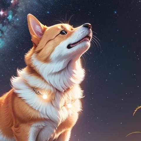 星空を見上げる犬　スマホ待受壁紙