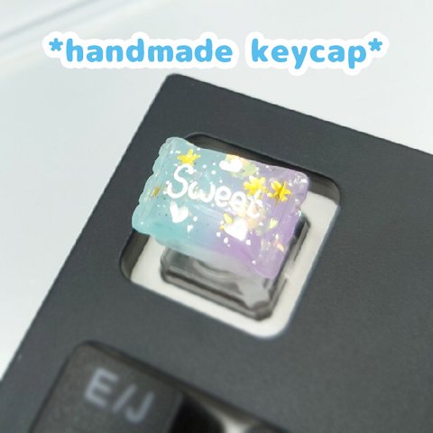 自作キーキャップ　袋入りキャンディー ブルーxパープルグラデ keycaps