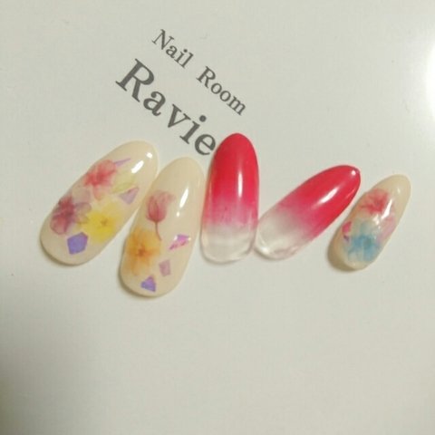 押し花フラワー×ピンク