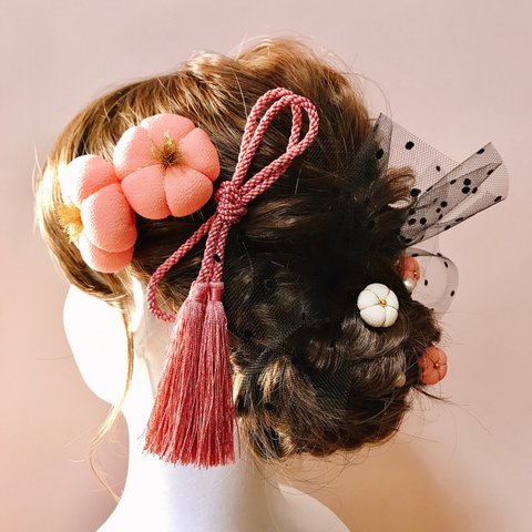梅の花ドットチュール髪飾り＊和装・卒業式・袴・前撮り・成人式・ウェディングなどに