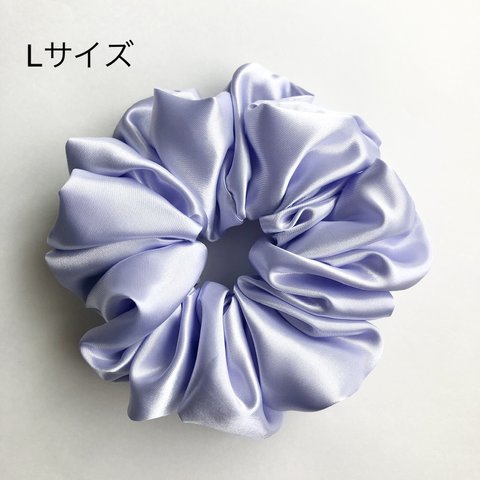 【 Lサイズ＊ライラック】シュシュ ハンドメイド scrunchie サテン