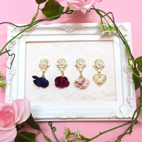 ♤クラシカルカメオビジューピアス/イヤリング