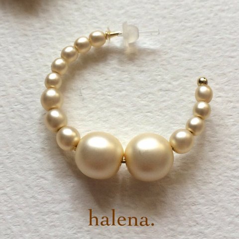 再々販 【halena.】 パールフープピアス スモーキー   /  パール セレモニー 入学式 結婚式 プレゼント 樹脂