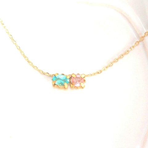 k18- uruoi no haru - Pink Diamond & Paraiba Tourmaline Necklace