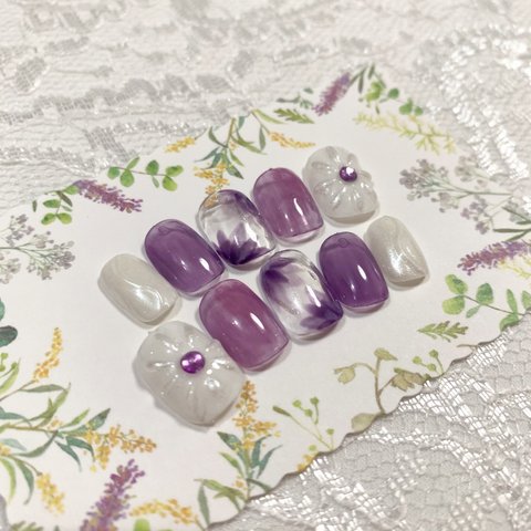 No.11 purple flower nail