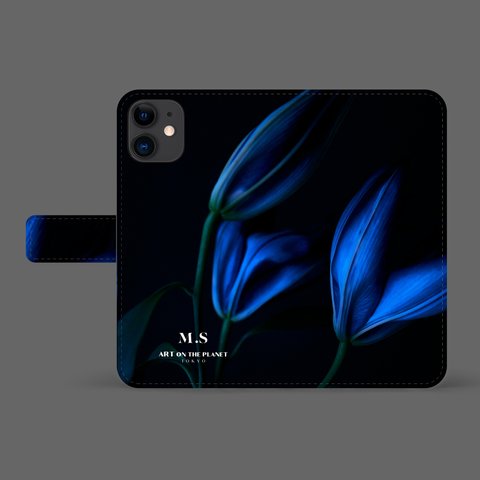 smartphone case FLIP CASE #067 <blue lily>