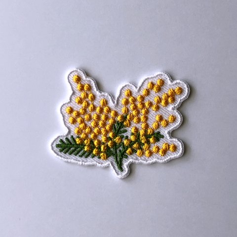 ミモザ 刺繍シール ワッペン